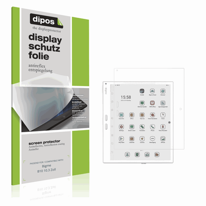Matte Displayschutzfolie von dipos passend für Bigme B10 10.3 Zoll, präziser Zuschnitt und blasenfrei montiert