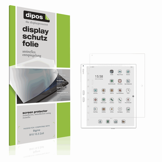 Matte Displayschutzfolie von dipos passend für Bigme B10 10.3 Zoll, präziser Zuschnitt und blasenfrei montiert