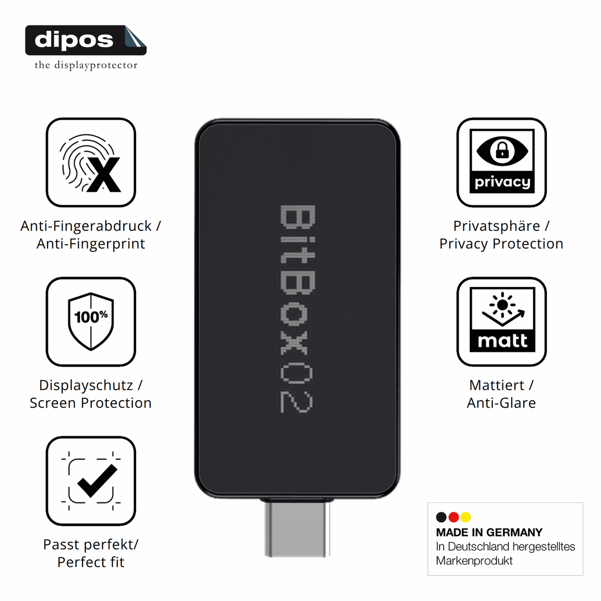 Privatsphäre-Schutz durch Sichtschutz-Folie passend zugeschnitten für bitbox02 nova