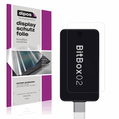 Klare Displayschutzfolie von dipos passend für bitbox02 nova, präziser Zuschnitt und blasenfrei montiert