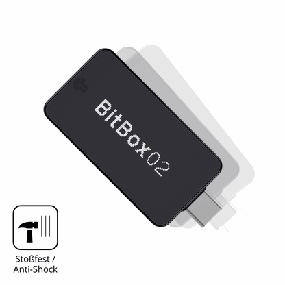 Schutz gegen Kratzer auf dem bitbox02 nova Glas durch Schlüssel, Stöße gegen die Tischkante oder Stürze