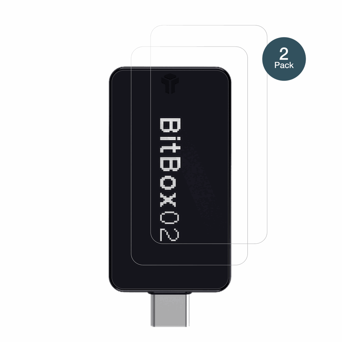 bitbox02nova mit aufgebrachter dipos Flex Schutzfolie, glasklare Darstellung ohne Einschränkungen