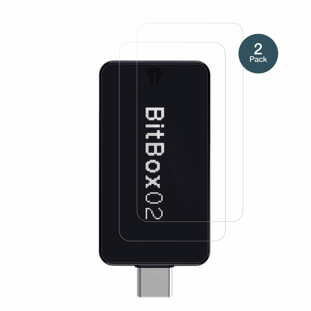 bitbox02nova mit aufgebrachter dipos Flex Schutzfolie, glasklare Darstellung ohne Einschränkungen