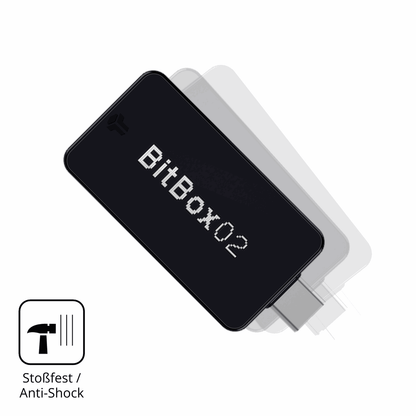 Schutz gegen Kratzer auf dem bitbox02 nova Glas durch Schlüssel, Stöße gegen die Tischkante oder Stürze