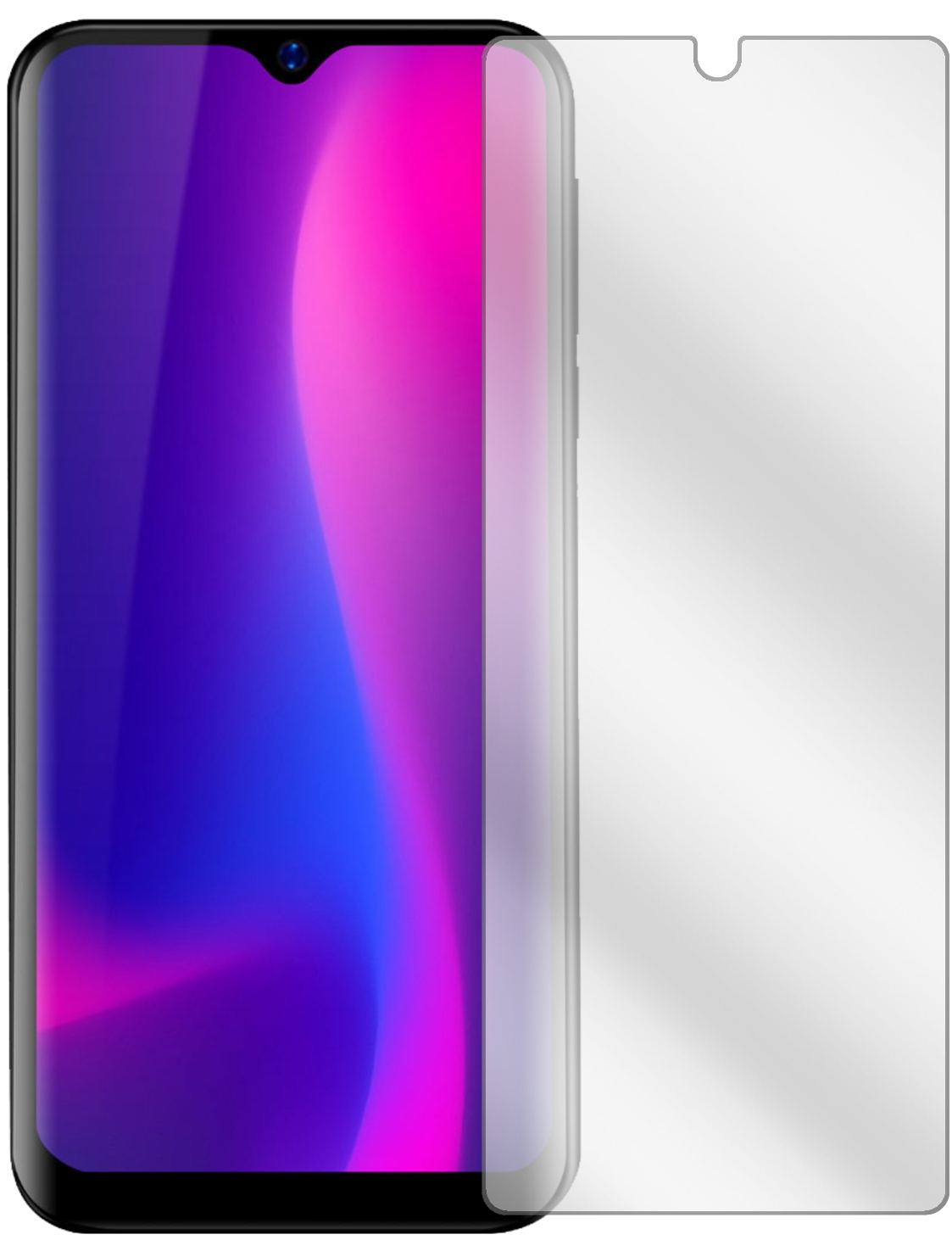 BlackviewA60 Pro (2019) mit aufgebrachter dipos Displayschutzfolie, glasklare Darstellung ohne Einschränkungen