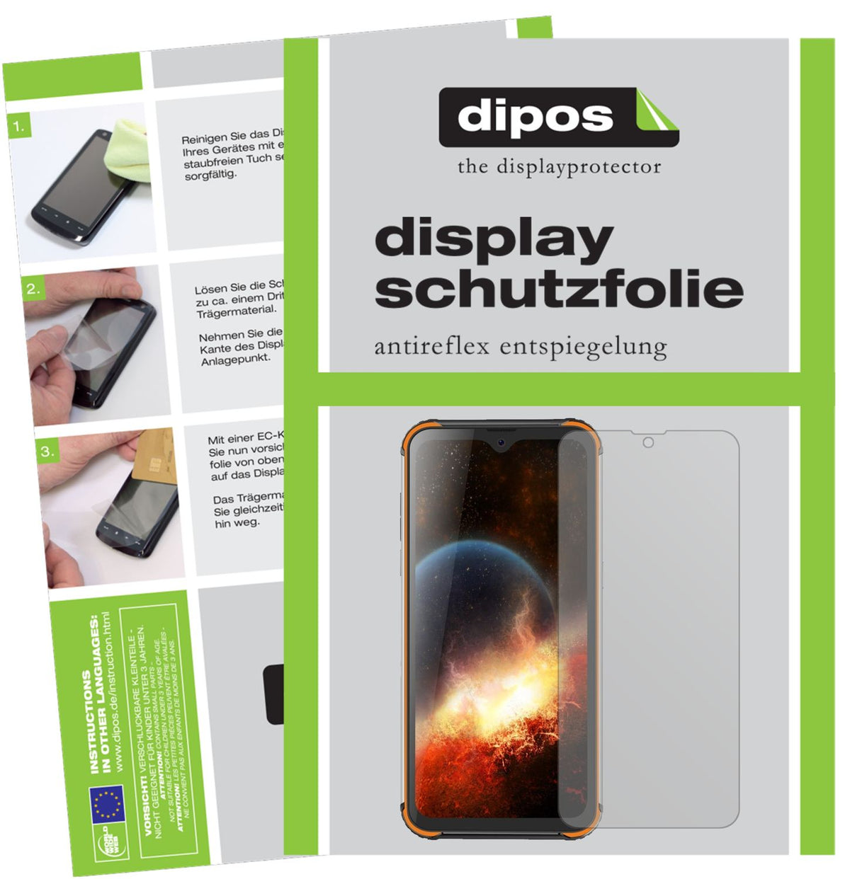 Matte Displayschutzfolie von dipos passend für Blackview BV9800 Pro, präziser Zuschnitt und blasenfrei montiert