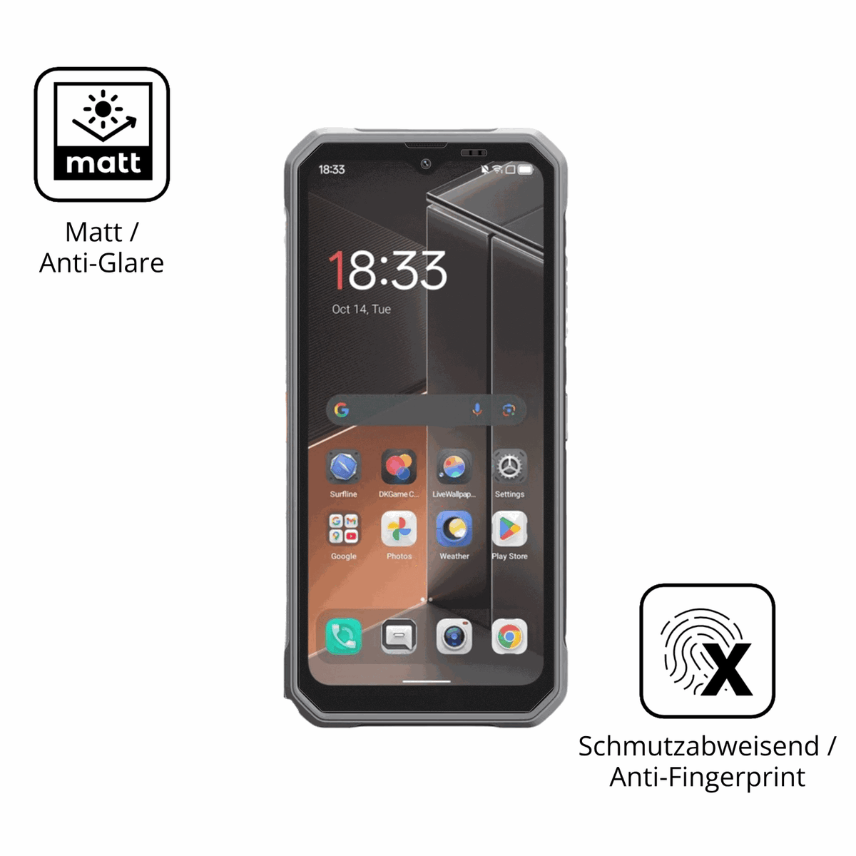 Dünne und entspiegelnde Folie passend zugeschnitten für Blackview Fort 100