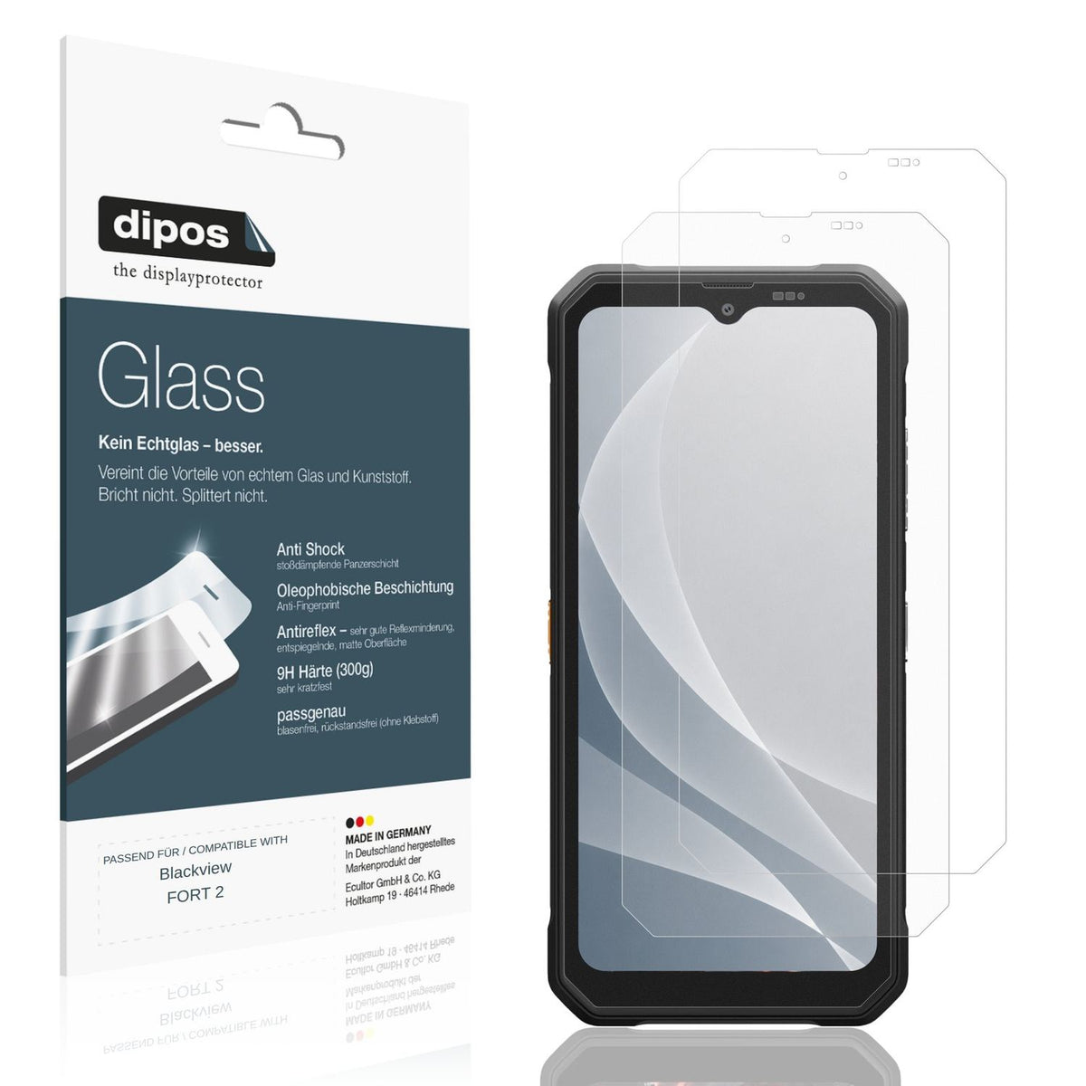 Matte Displayschutzfolie von dipos passend für Blackview FORT 2, 9H kratzfest und blasenfrei montiert