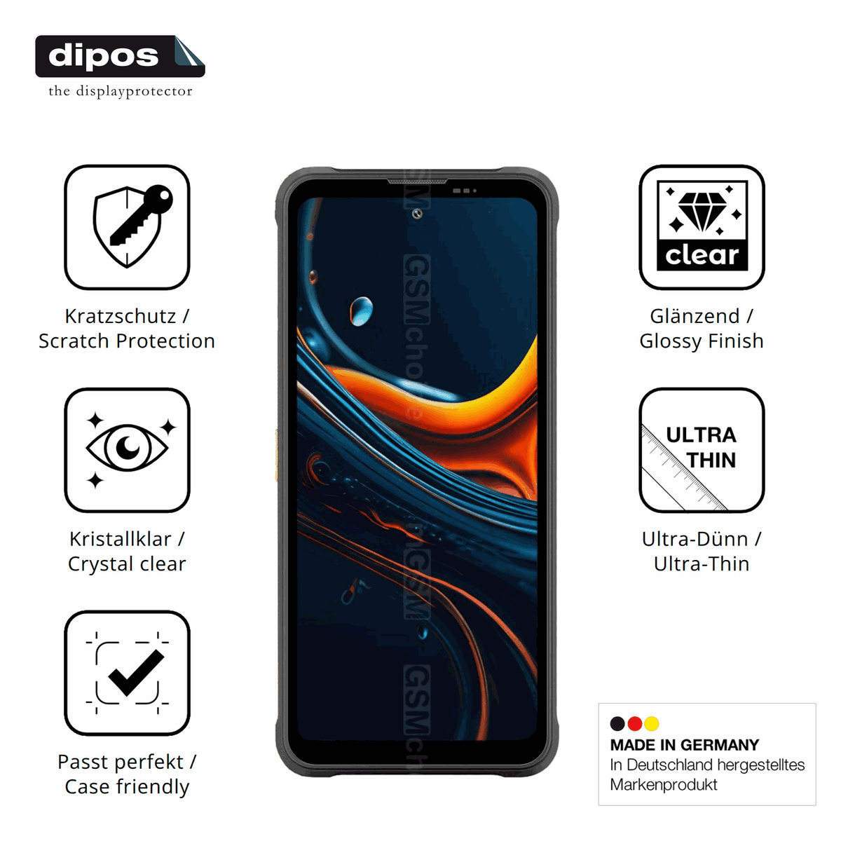 Displayschutz hergestellt in Deutschland, höchste Qualität made in Germany