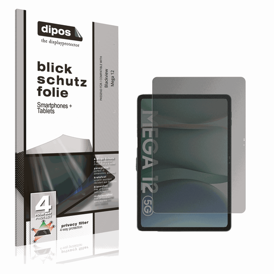 Blickschutzfolie von dipos passend für Blackview Mega 12, präziser Zuschnitt und blasenfrei montiert