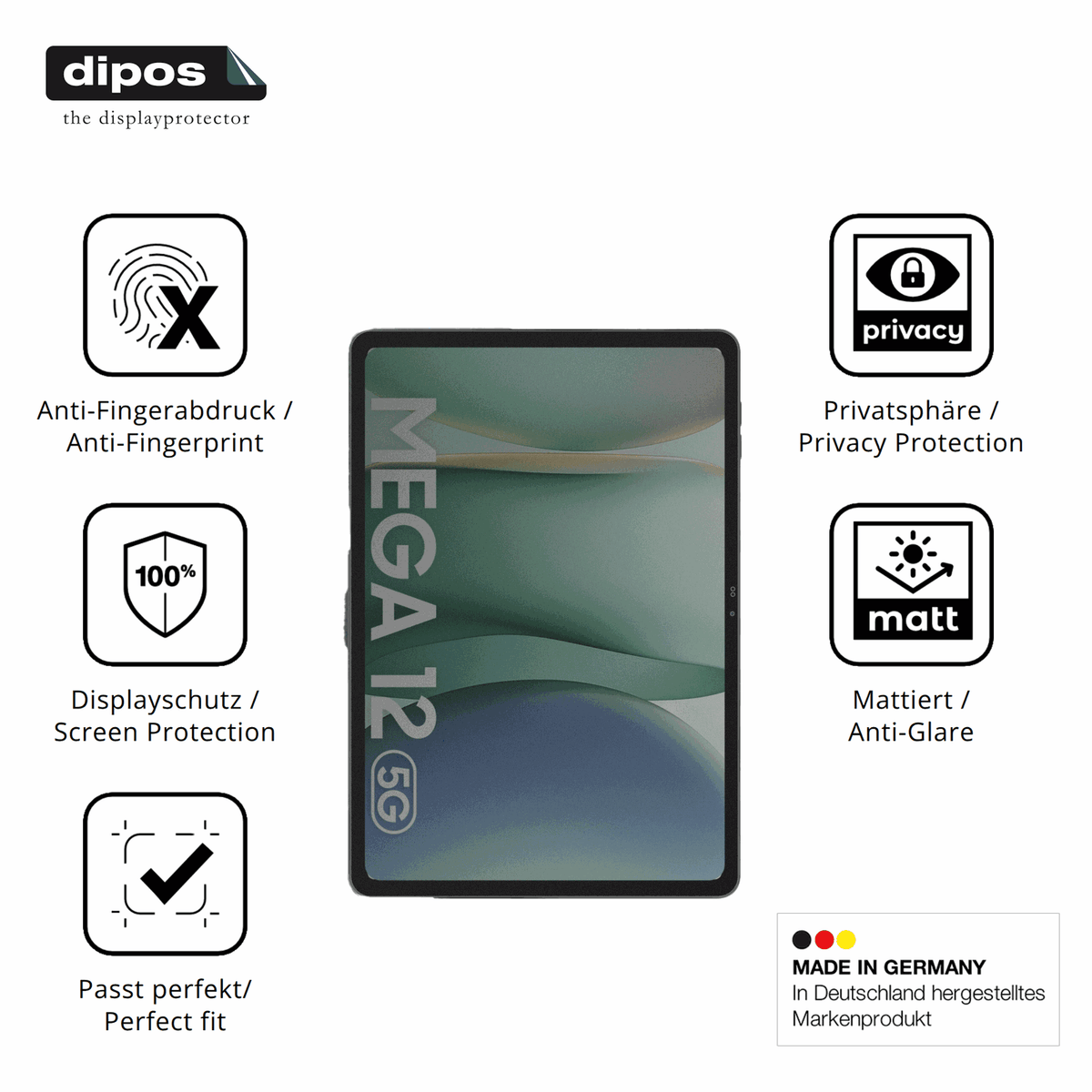 Privatsphäre-Schutz durch Sichtschutz-Folie passend zugeschnitten für Blackview Mega 12