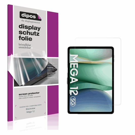 Klare Displayschutzfolie von dipos passend für Blackview Mega 12, präziser Zuschnitt und blasenfrei montiert