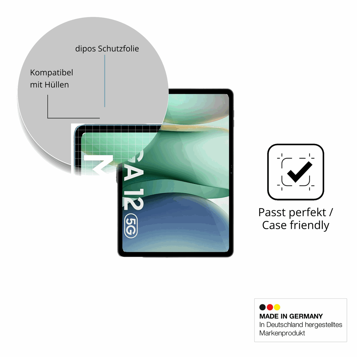 Schutzfolie mit optimaler Passform, zur Verwendung mit Hüllen geeignet