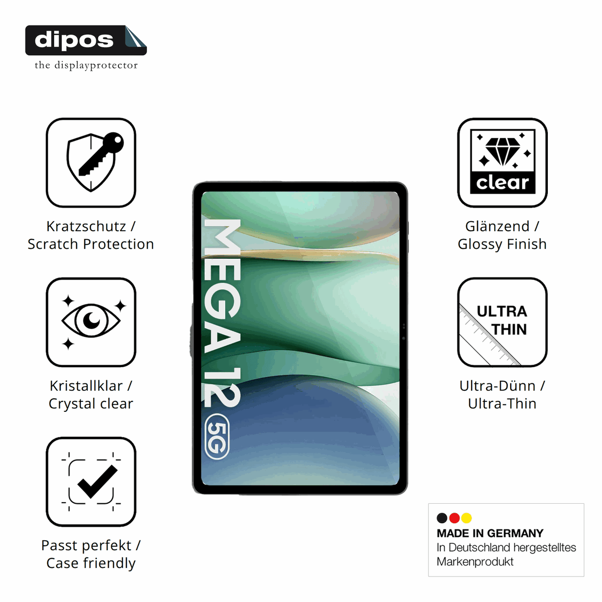 Displayschutz hergestellt in Deutschland, höchste Qualität made in Germany