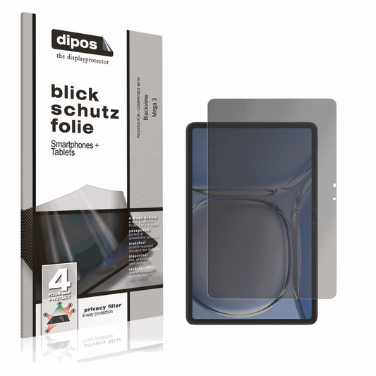 Blickschutzfolie von dipos passend für Blackview Mega 3, präziser Zuschnitt und blasenfrei montiert