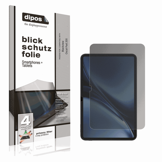 Blickschutzfolie von dipos passend für Blackview Oscal Pad 200, präziser Zuschnitt und blasenfrei montiert