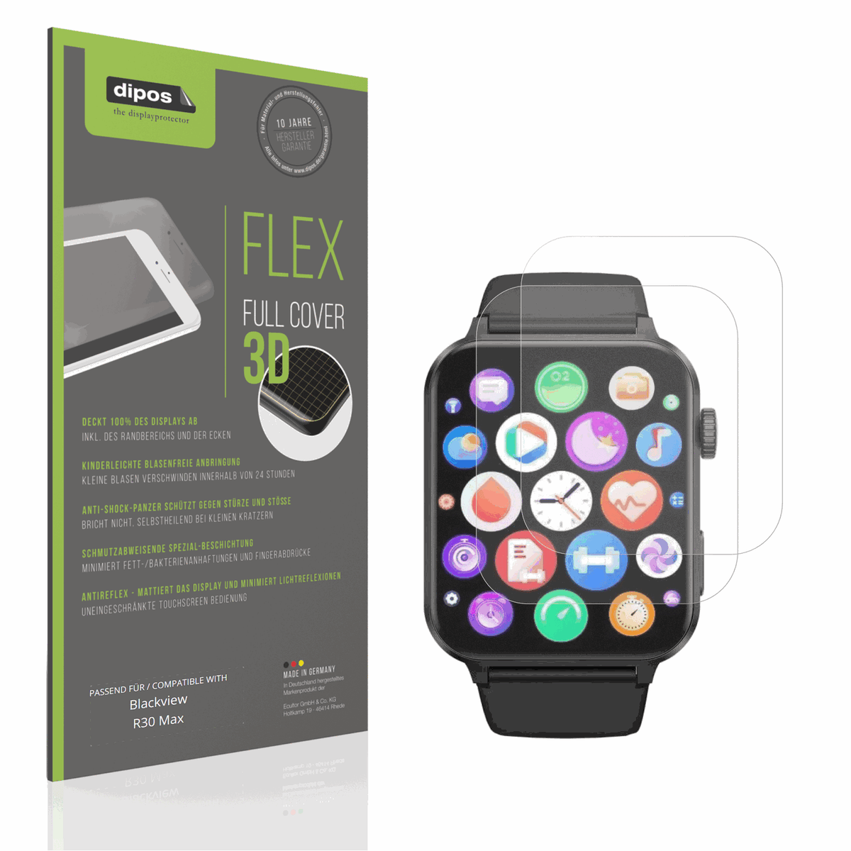 Matte Displayschutzfolie von dipos passend für Blackview R30 Max, 100% Displayabdeckung und blasenfreie Montage