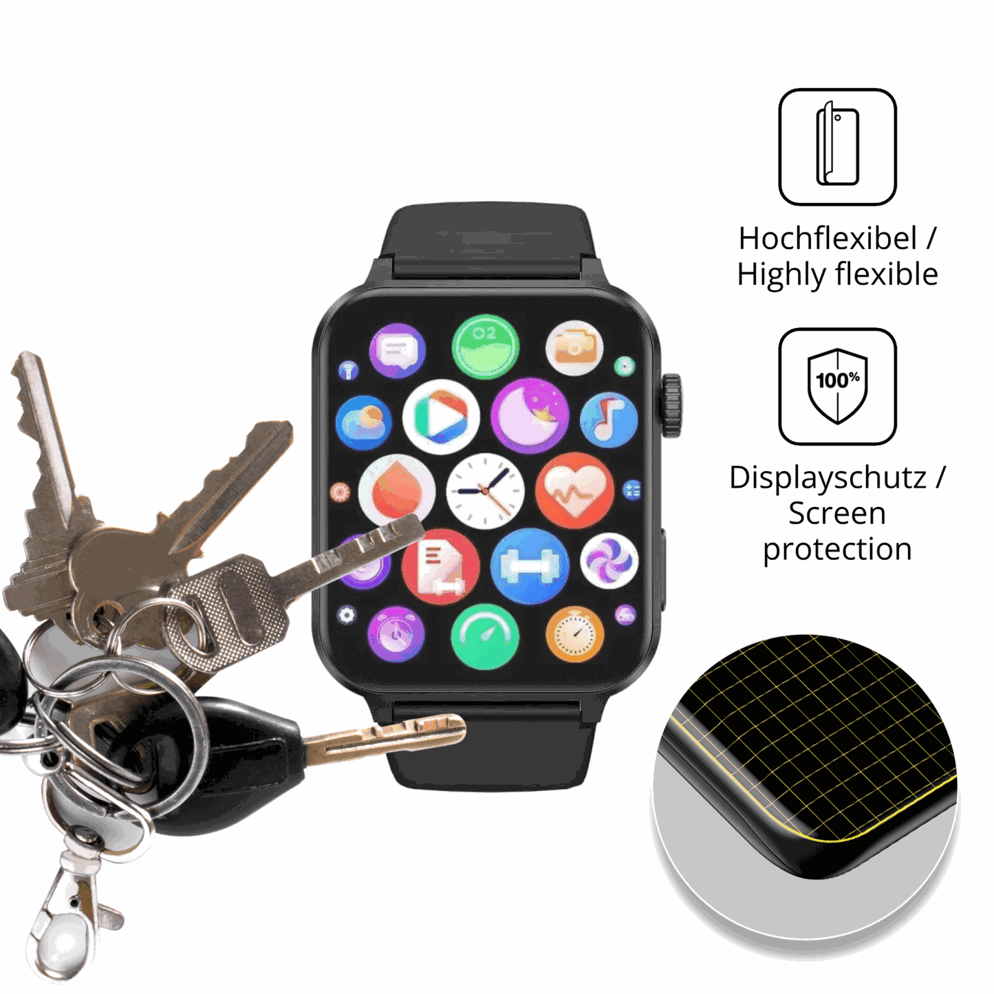 dipos Displayschutz für Blackview R30 Max, transparente Oberfläche, perfekte Passform auch für die Rundungen