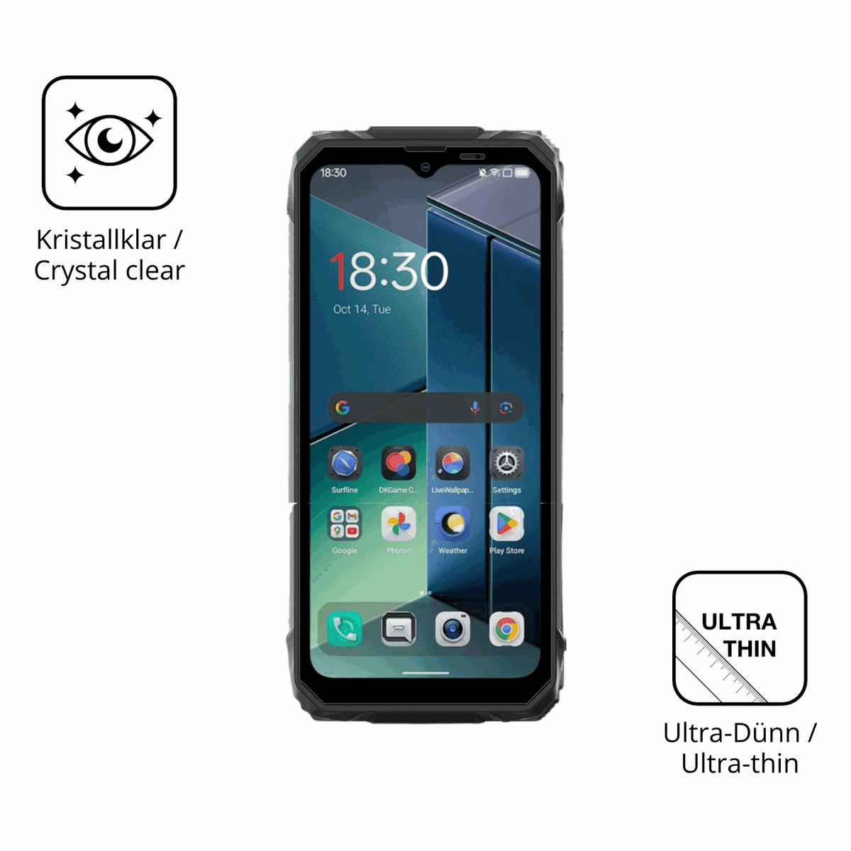 Dünne und klare Folie passend zugeschnitten für Blackview Rock 1