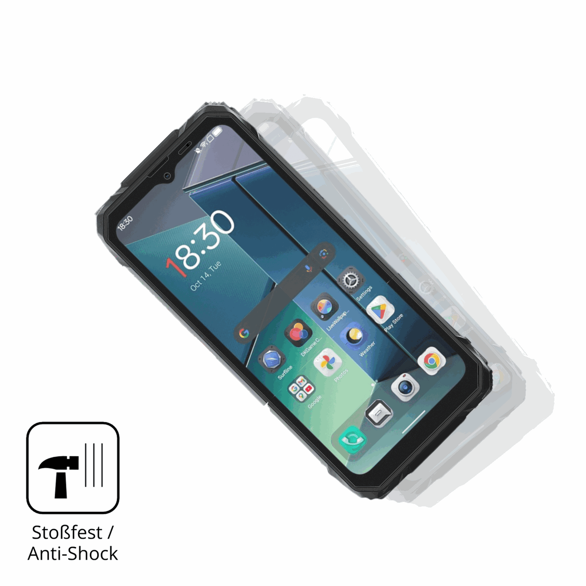 Schutz gegen Kratzer auf dem Blackview Rock 1 Glas durch Schlüssel, Stöße gegen die Tischkante oder Stürze