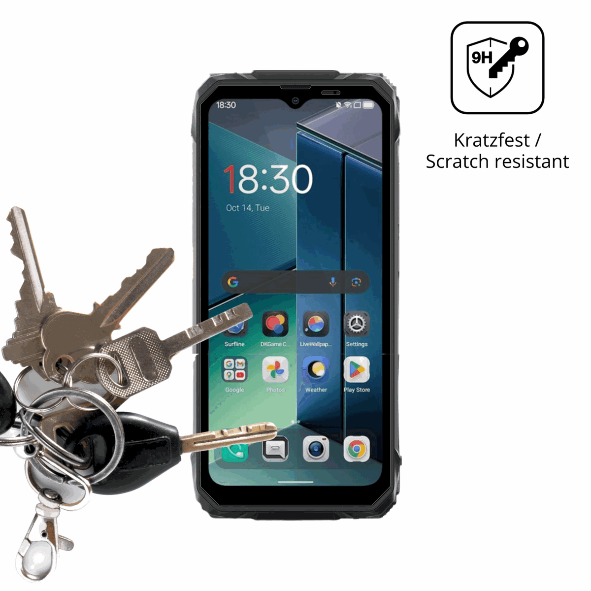 dipos Displayschutz für Blackview Rock 1, transparente Oberfläche, perfekte Passform auch für die Rundungen