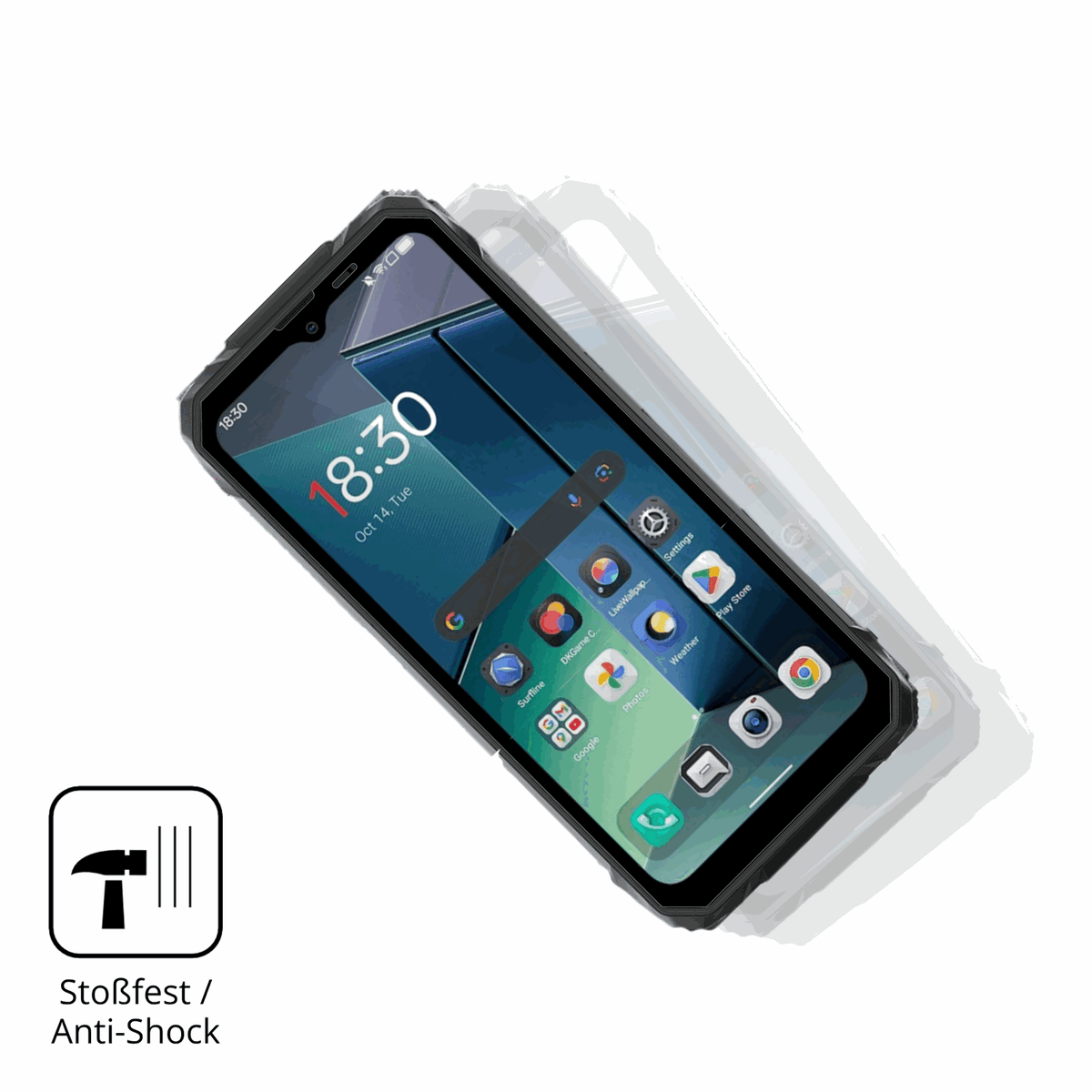 Schutz gegen Kratzer auf dem Blackview Rock 1 Glas durch Schlüssel, Stöße gegen die Tischkante oder Stürze