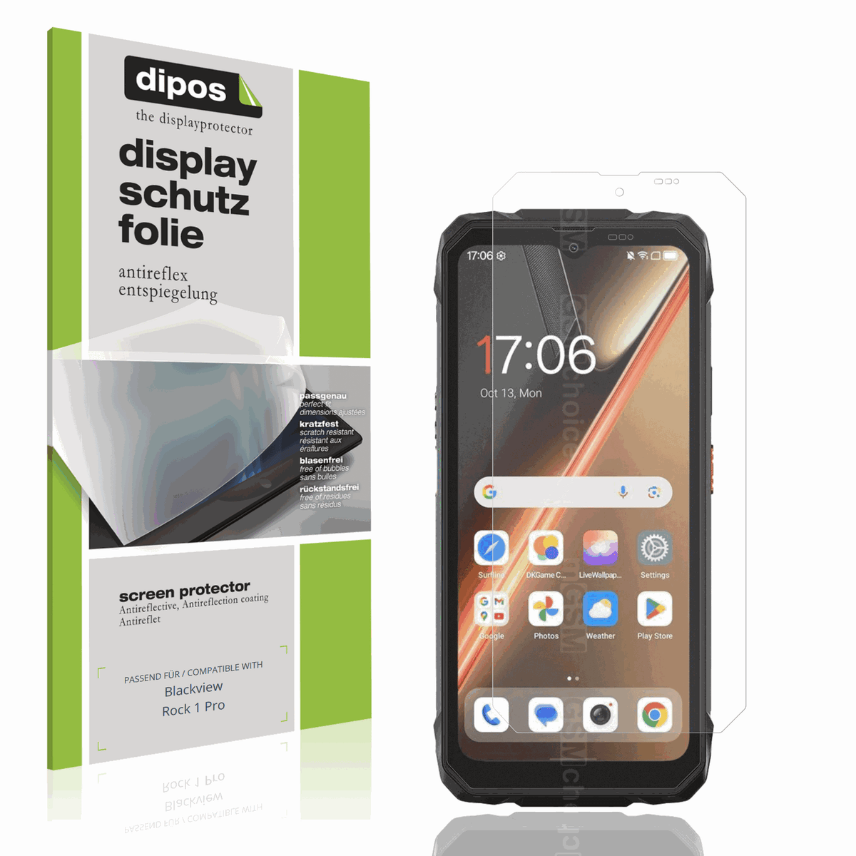Matte Displayschutzfolie von dipos passend für Blackview Rock 1 Pro, präziser Zuschnitt und blasenfrei montiert