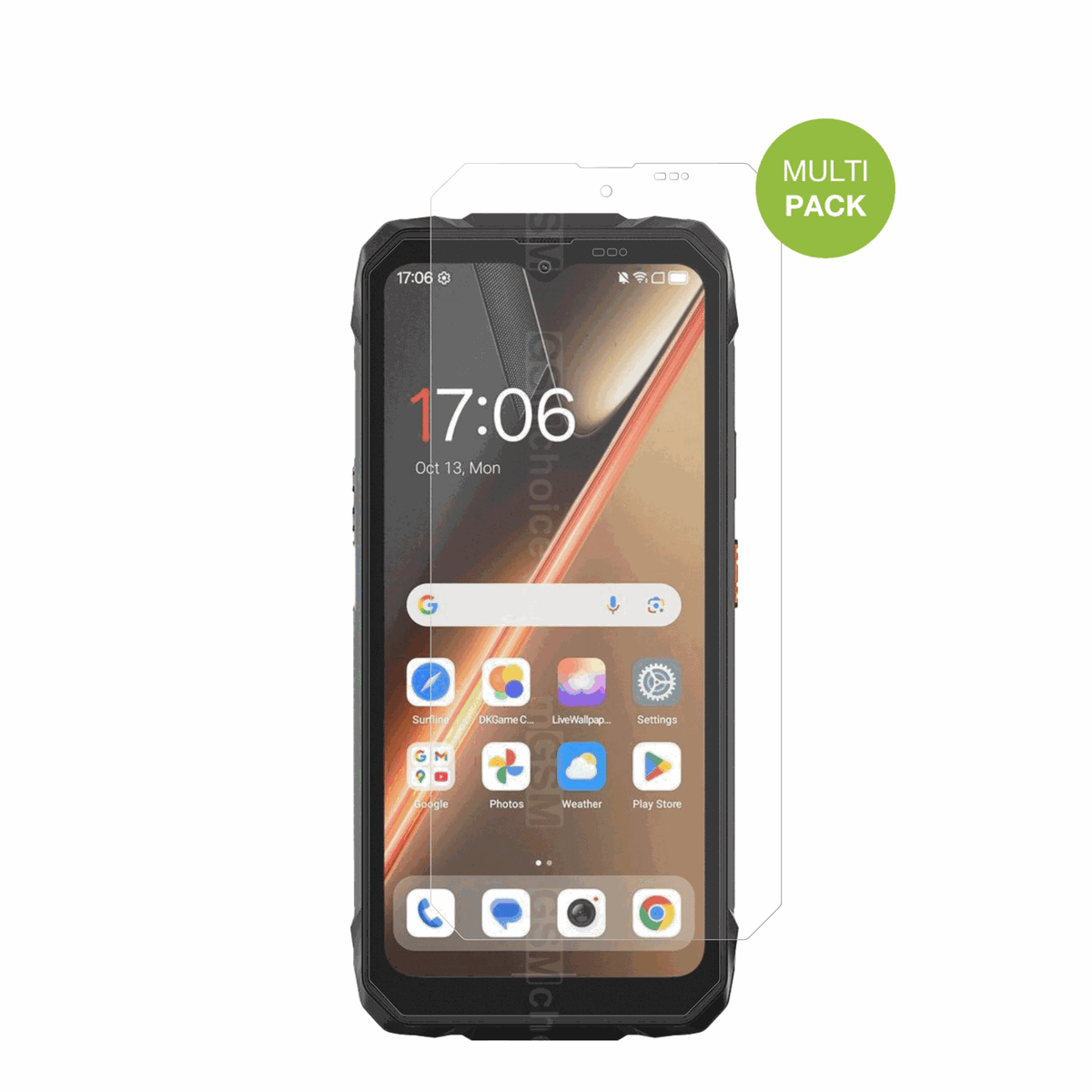BlackviewRock 1 Pro mit aufgebrachter dipos Displayschutzfolie, die lästige Fingerabdrücke minimiert