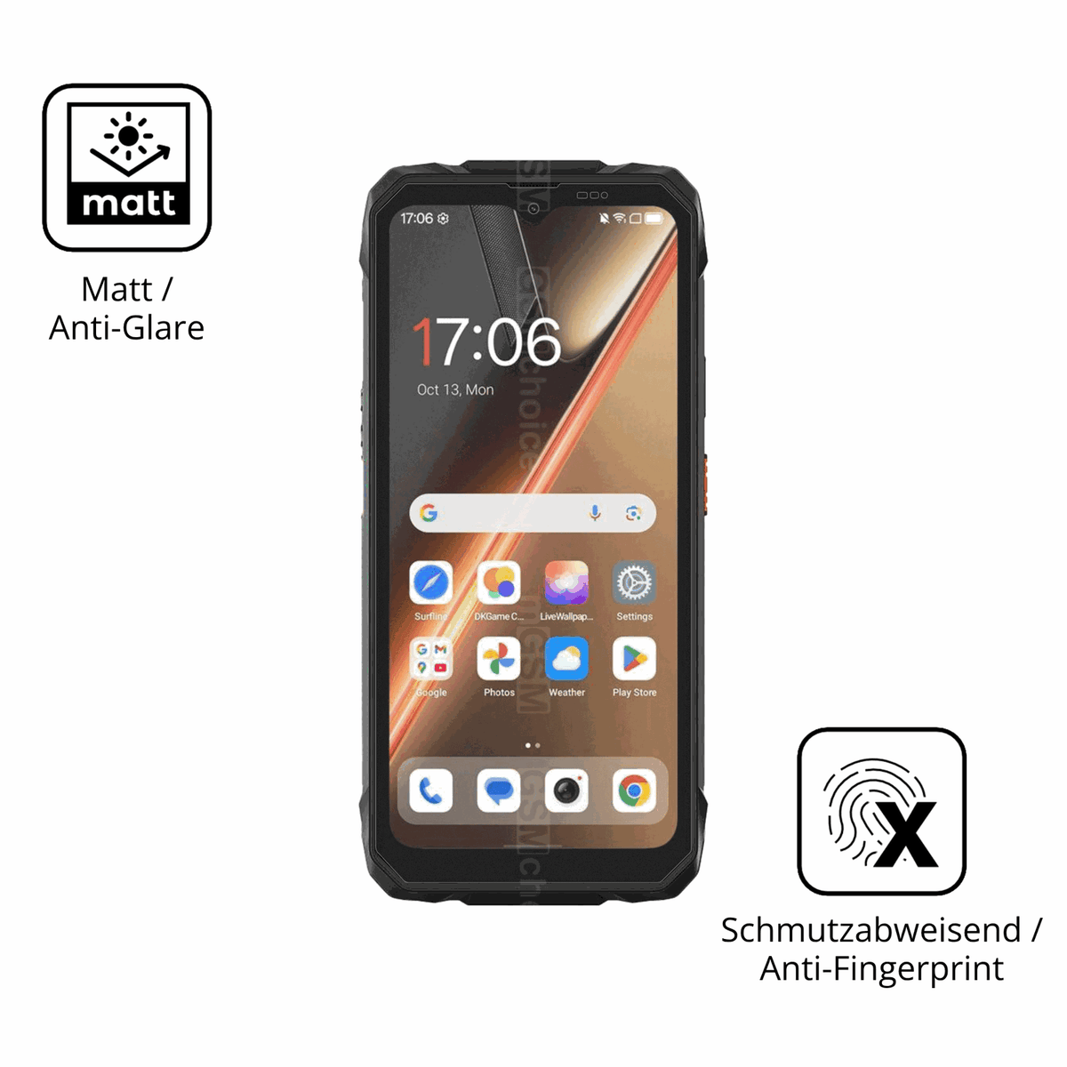 Dünne und entspiegelnde Folie passend zugeschnitten für Blackview Rock 1 Pro