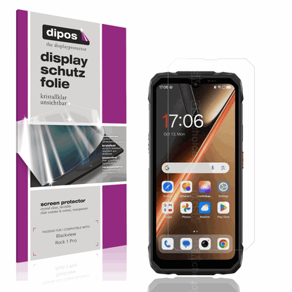 Klare Displayschutzfolie von dipos passend für Blackview Rock 1 Pro, präziser Zuschnitt und blasenfrei montiert