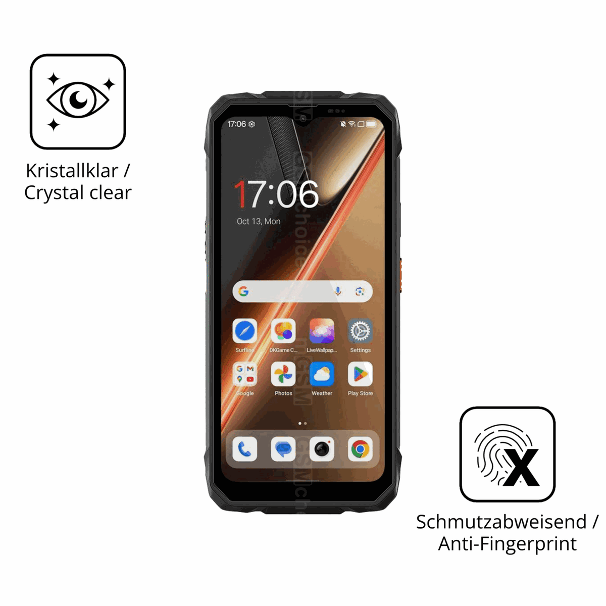 Flexible TPU-Folie passend zugeschnitten für Blackview Rock 1 Pro, vollständige Abdeckung