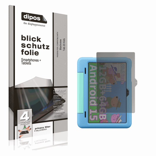 Blickschutzfolie von dipos passend für Blackview Tab 20 Kids, präziser Zuschnitt und blasenfrei montiert