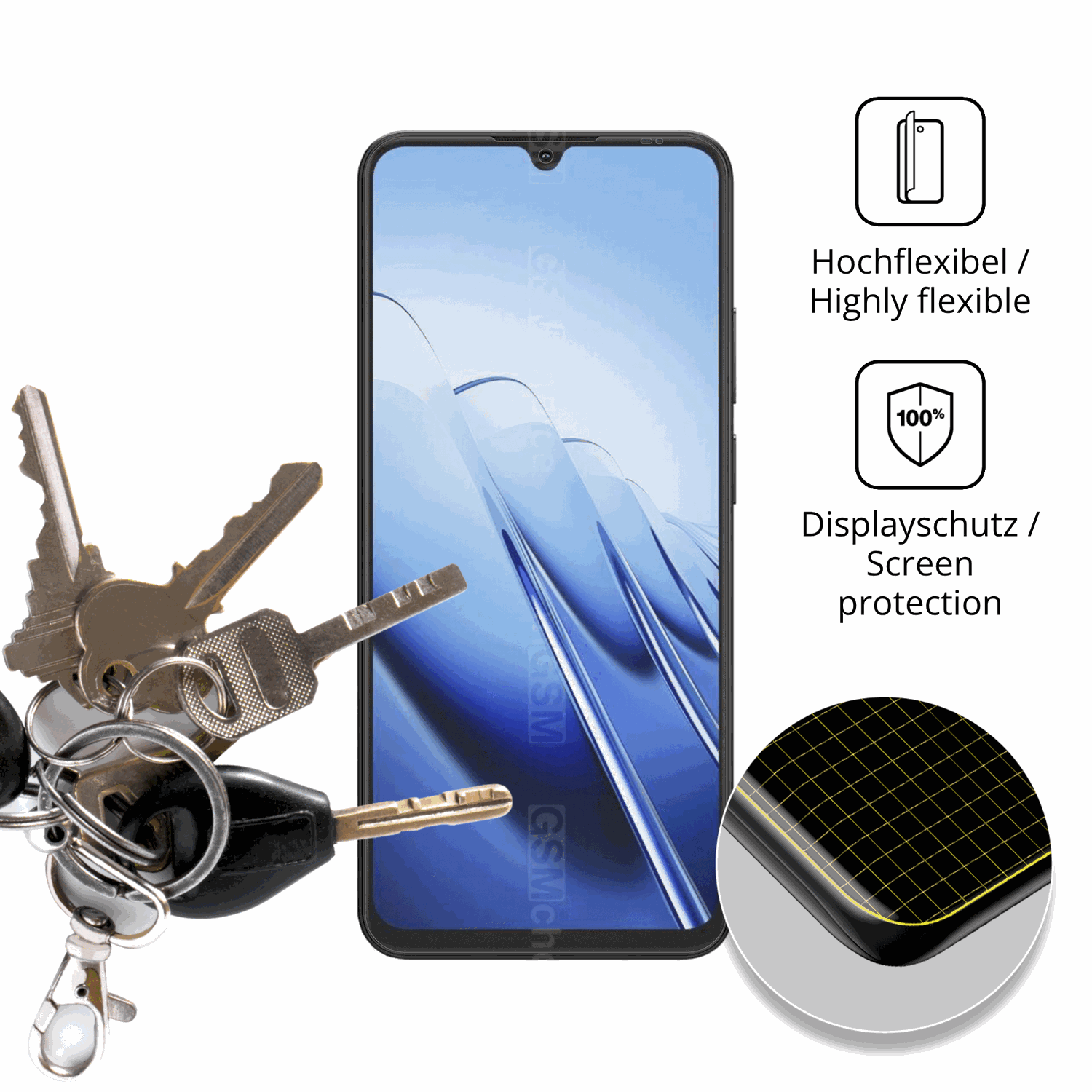 dipos Displayschutz für Blackview Wave 10, transparente Oberfläche, perfekte Passform auch für die Rundungen