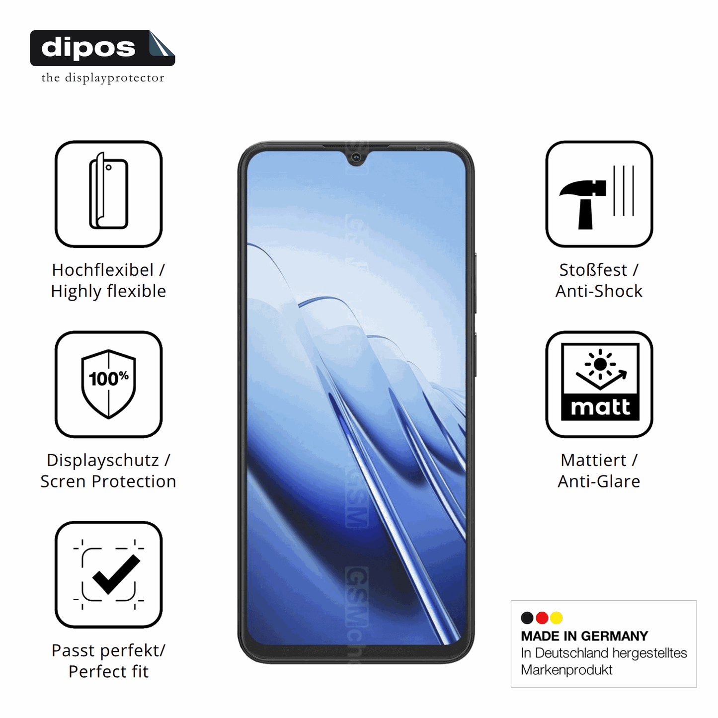 Displayschutz hergestellt in Deutschland, höchste Qualität made in Germany