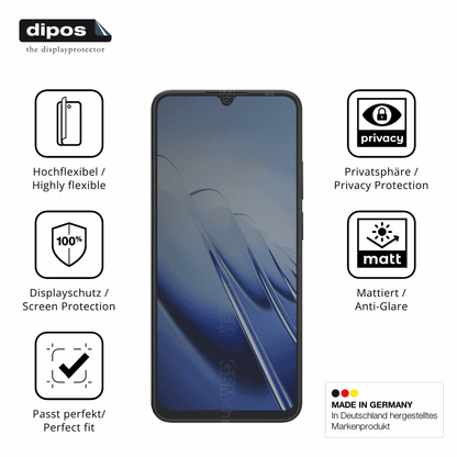 Flexible TPU-Folie passend zugeschnitten für Blackview Wave 10, mit Privatsphäre-Schutz durch Sichtschutz-Folie