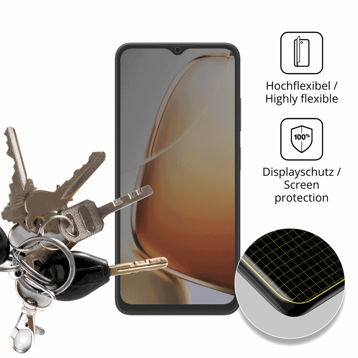 dipos Displayschutz für Blackview Wave 9C, mit Blickschutzfilter und perfekter Passform auch für die Rundungen