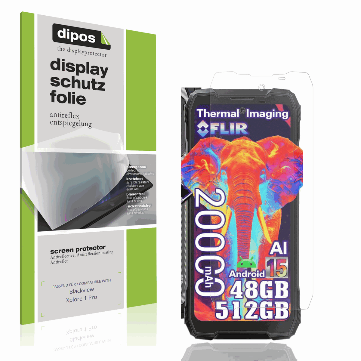 Matte Displayschutzfolie von dipos passend für Blackview Xplore 1 Pro, präziser Zuschnitt und blasenfrei montiert