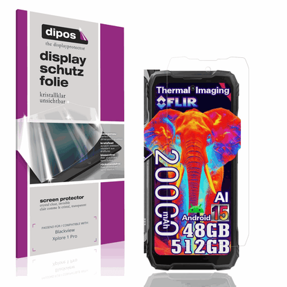 Klare Displayschutzfolie von dipos passend für Blackview Xplore 1 Pro, präziser Zuschnitt und blasenfrei montiert
