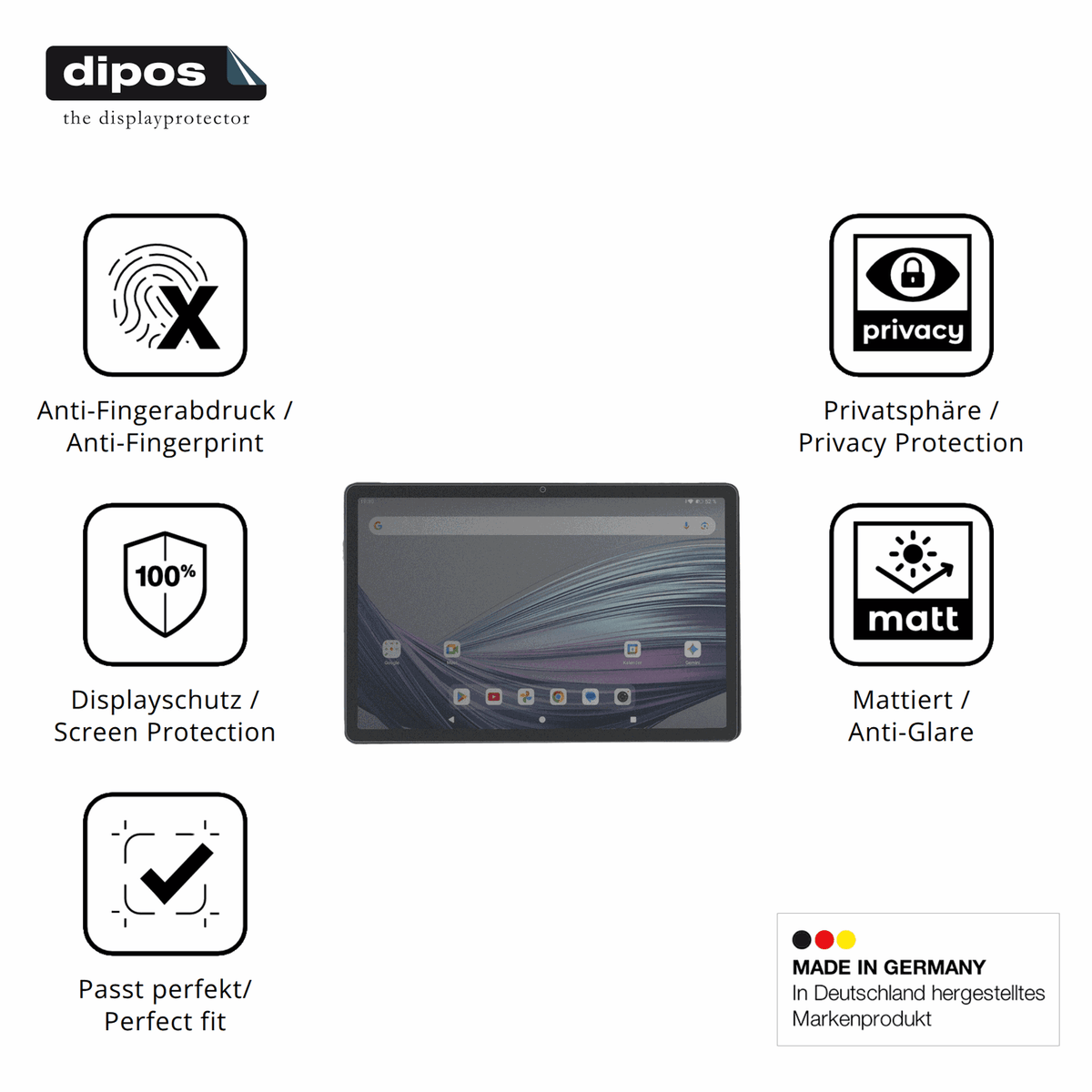 Privatsphäre-Schutz durch Sichtschutz-Folie passend zugeschnitten für Acepad A172