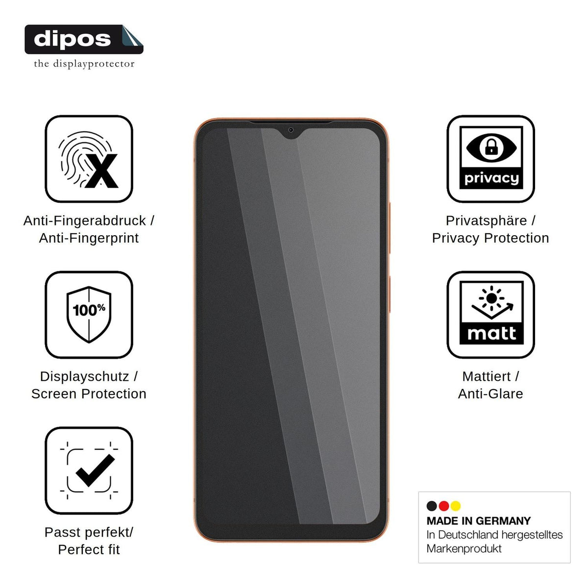 Blickschutzfolie für Doogee Note 57 matt Schutzfolie Privacy