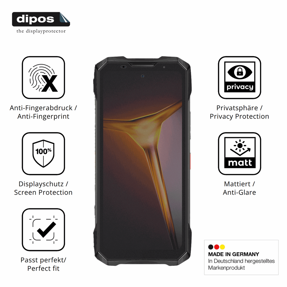 Privatsphäre-Schutz durch Sichtschutz-Folie passend zugeschnitten für Doogee V Max 2 Pro