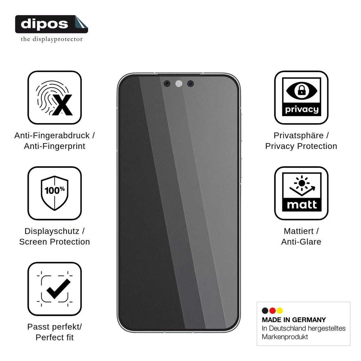 Blickschutzfolie für Huawei Mate 90 RS matt Schutzfolie Privacy
