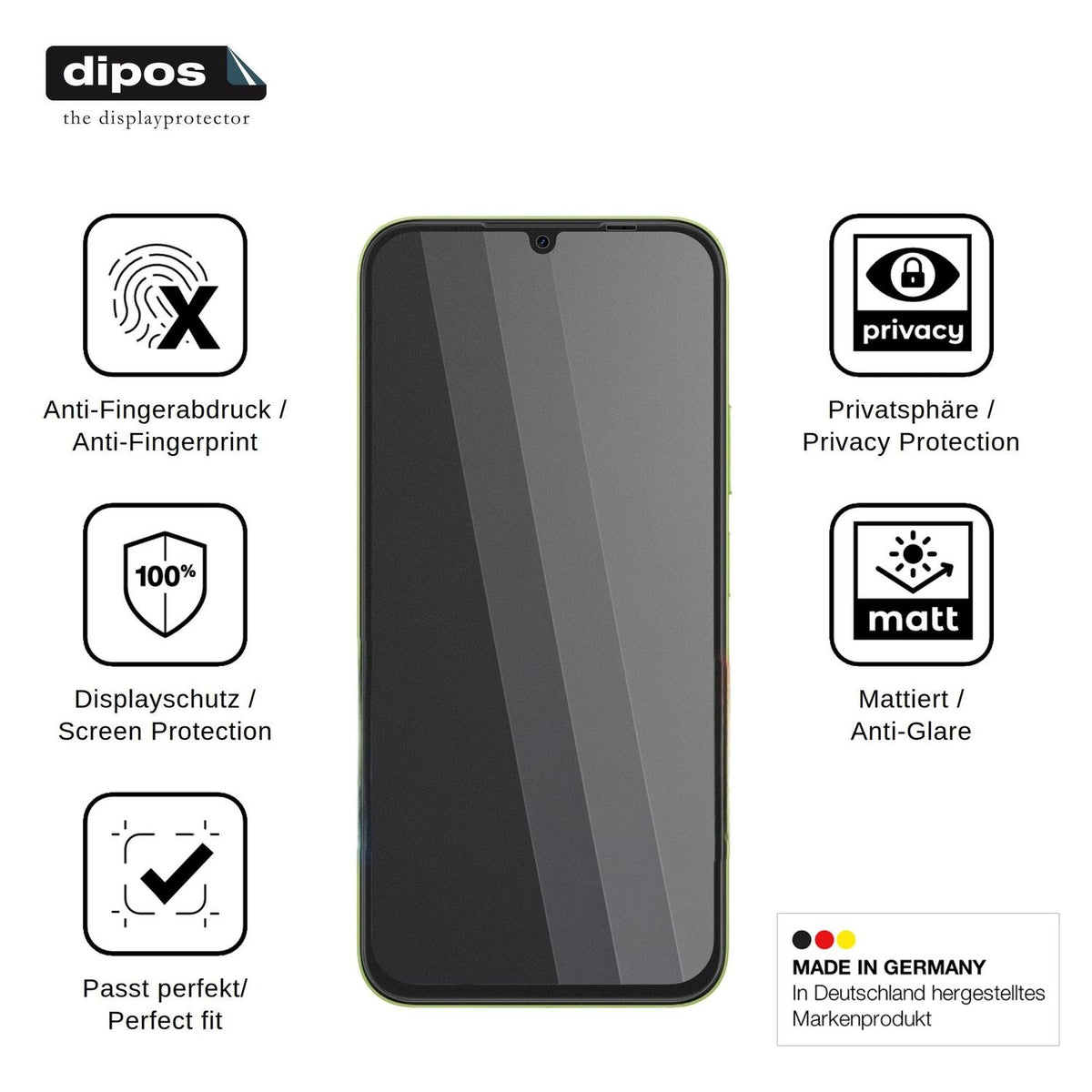 Blickschutzfolie für OnePlus N6 Lite matt Schutzfolie Privacy