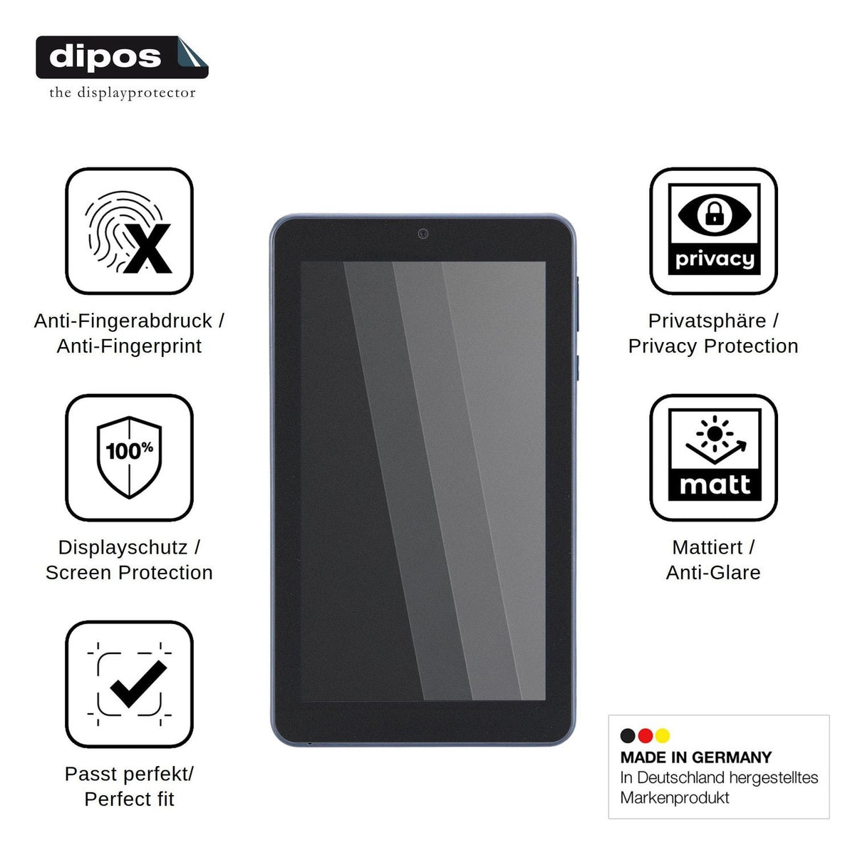 Blickschutzfolie für ONN Surf Tablet 7 matt Schutzfolie Privacy