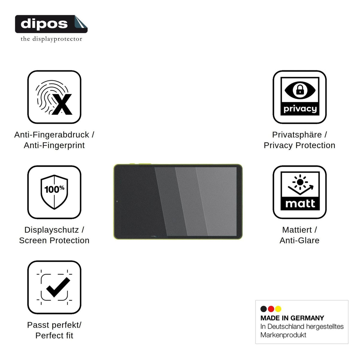 Blickschutzfolie für Paitanry Tablet 8.7 matt Schutzfolie Privacy