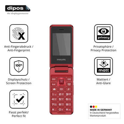 Privatsphäre-Schutz durch Sichtschutz-Folie passend zugeschnitten für Philips Xenium E2601