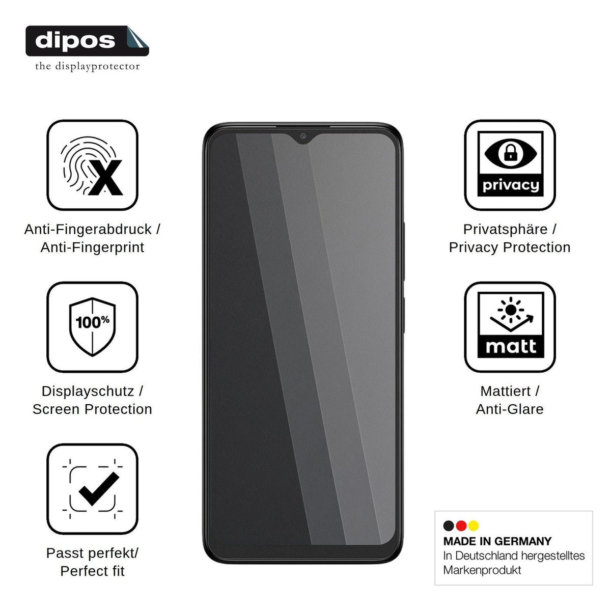 Blickschutzfolie für TCL K12 matt Schutzfolie Privacy
