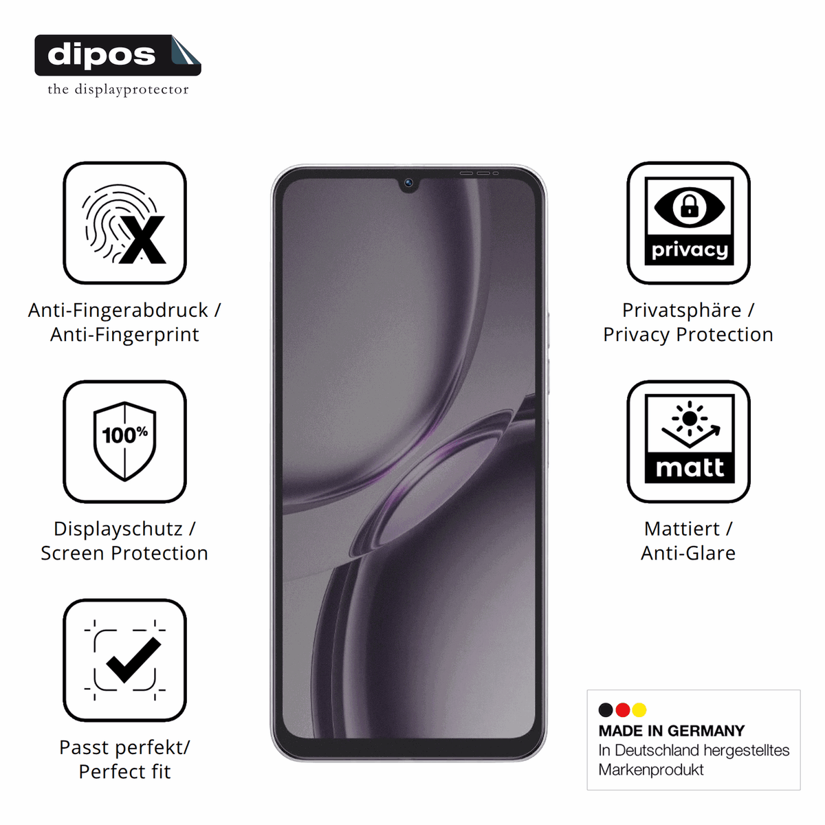 Privatsphäre-Schutz durch Sichtschutz-Folie passend zugeschnitten für Tecno Pop 20