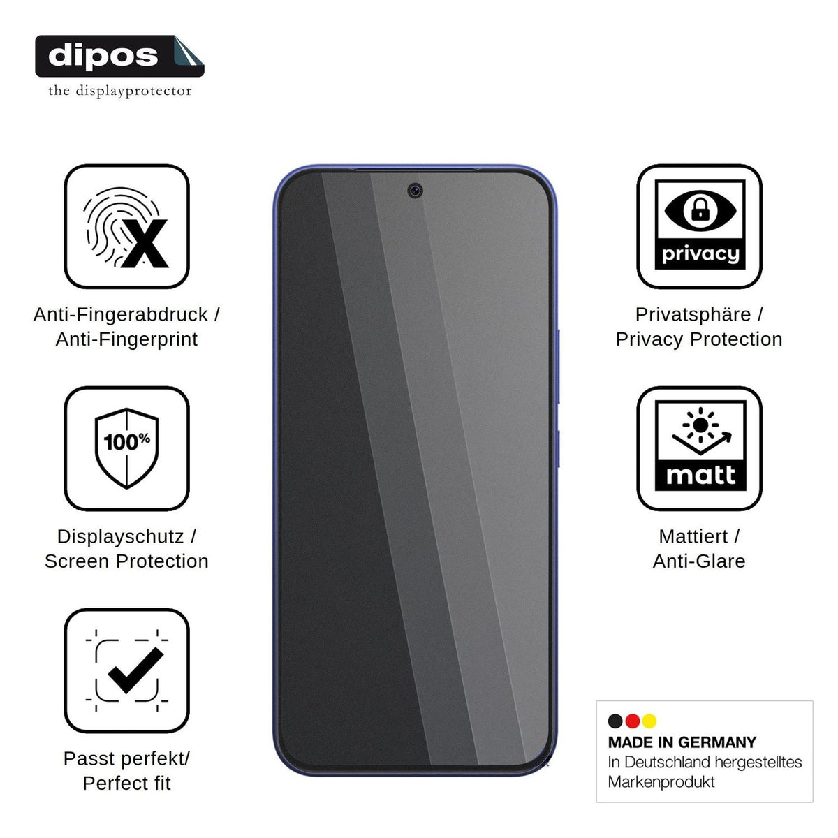 Blickschutzfolie für Vivo Y600 matt Schutzfolie Privacy