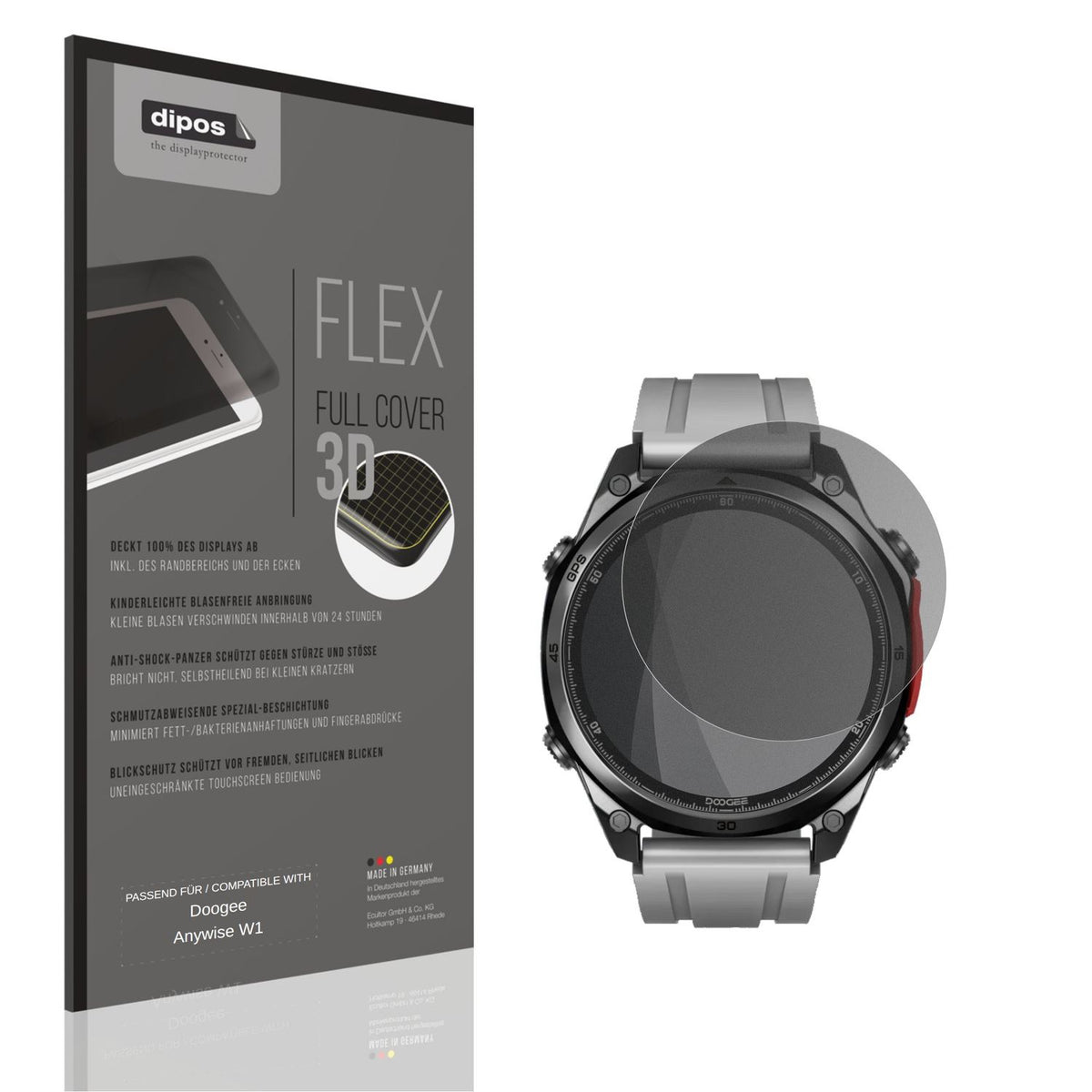 Blickschutzfolie von dipos passend für Doogee Anywise W1, 100% Displayabdeckung und blasenfreie Montage